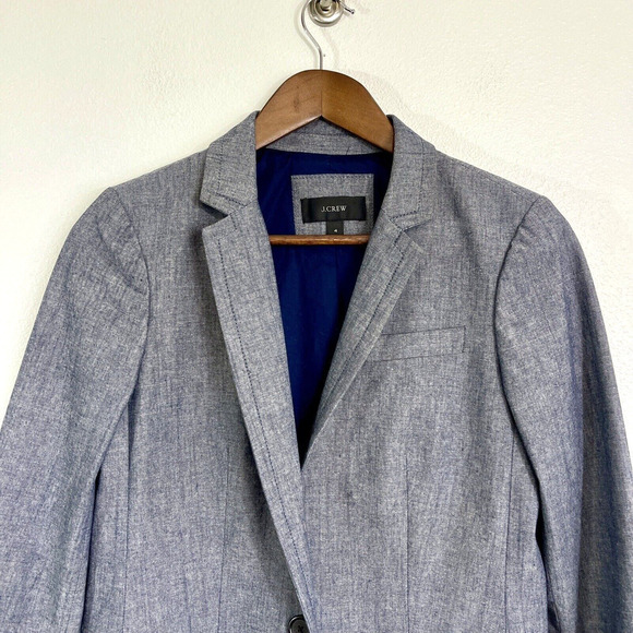 J.Crew Parke Blazer Womens Size 4 Chambray Blue Stretch Jacket Schoolboy - Picture 3 of 6